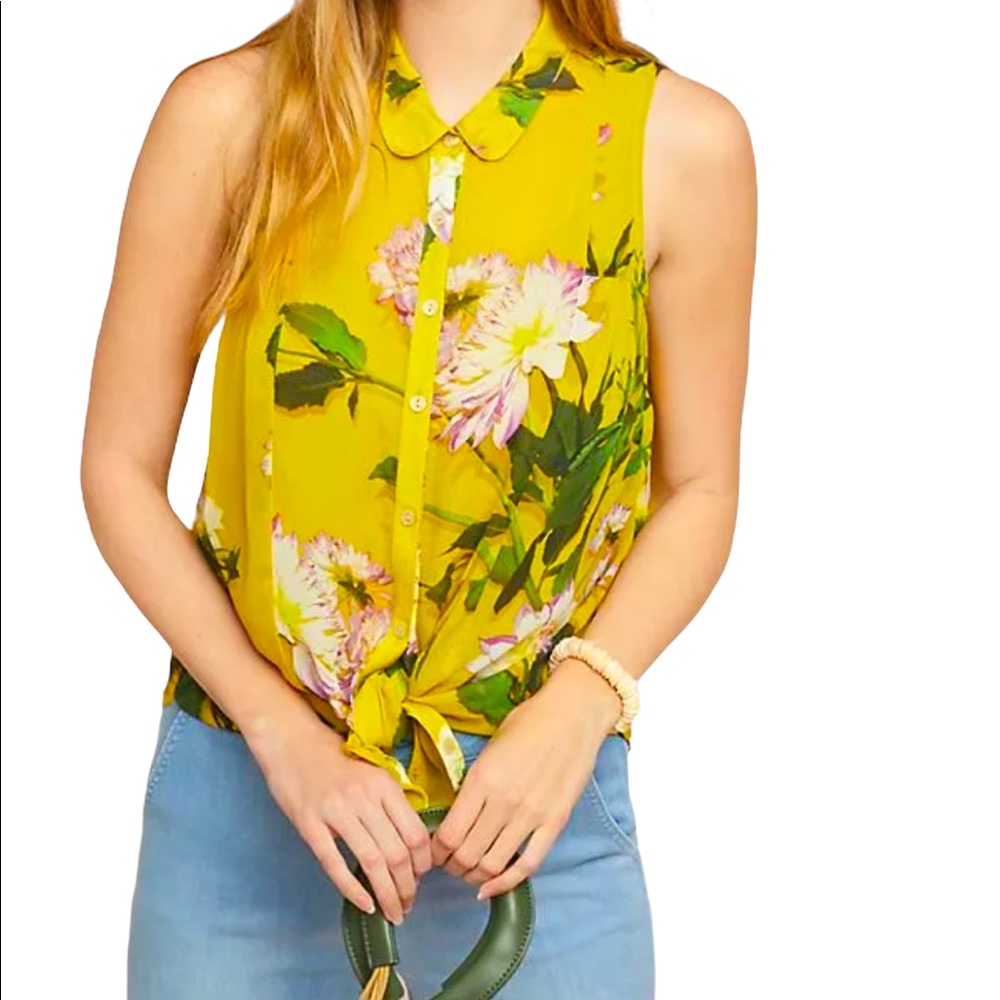 Maeve Anthropologie Size 6 Small Duchess Floral Sleeveless Tank Top Button